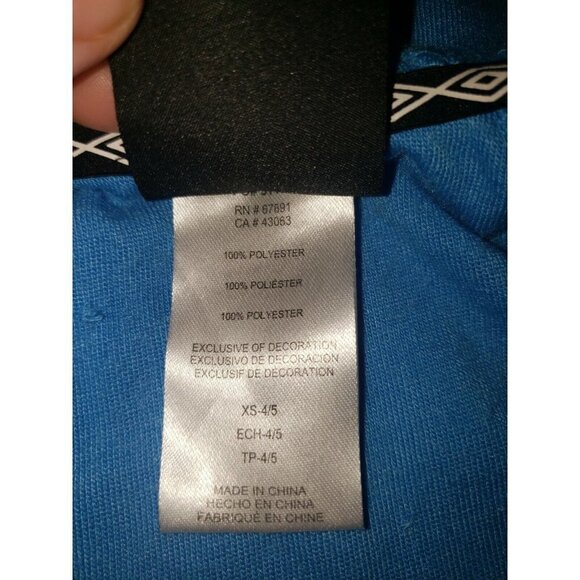 NWOT Umbro Girls Size XS 4/5 Blue Zip Up Jacket - Picture 4 of 4